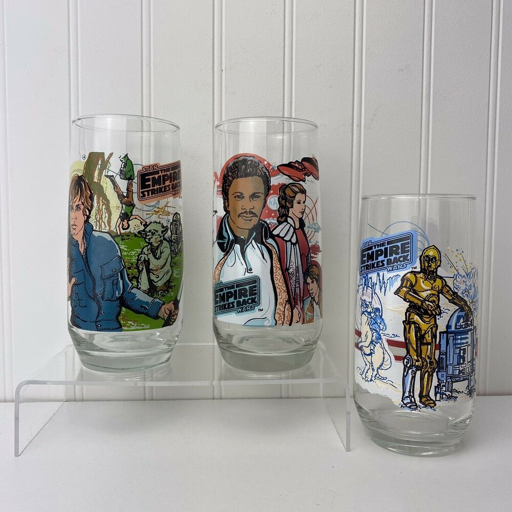 3 Star Wars Glasses Return Of The Jedi Burger King Drink 1980 Coca-Cola